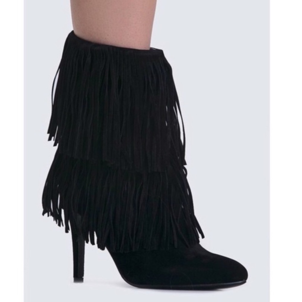 Nasty Gal Fringe Black bootie Size 7.5 - Picture 1 of 10